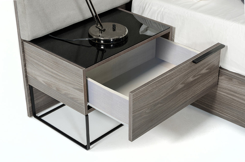 Enzo Italian Modern Grey Oak Nightstand - View 7