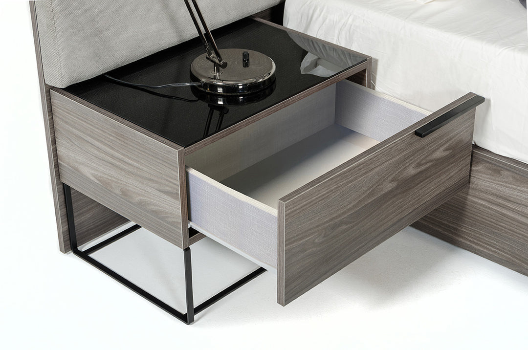 Enzo Italian Modern Grey Oak Nightstand