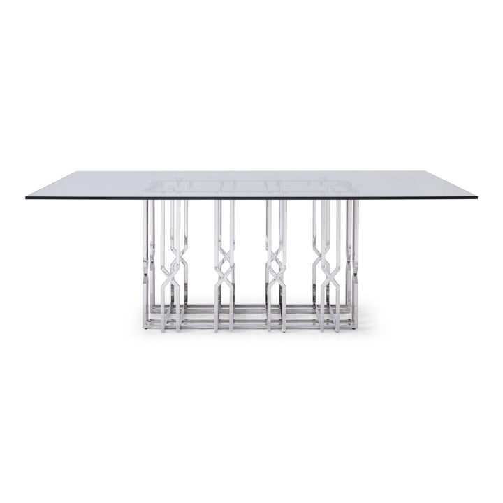 Ericson - Modern Glass &amp; Stainless Steel Dining Table
