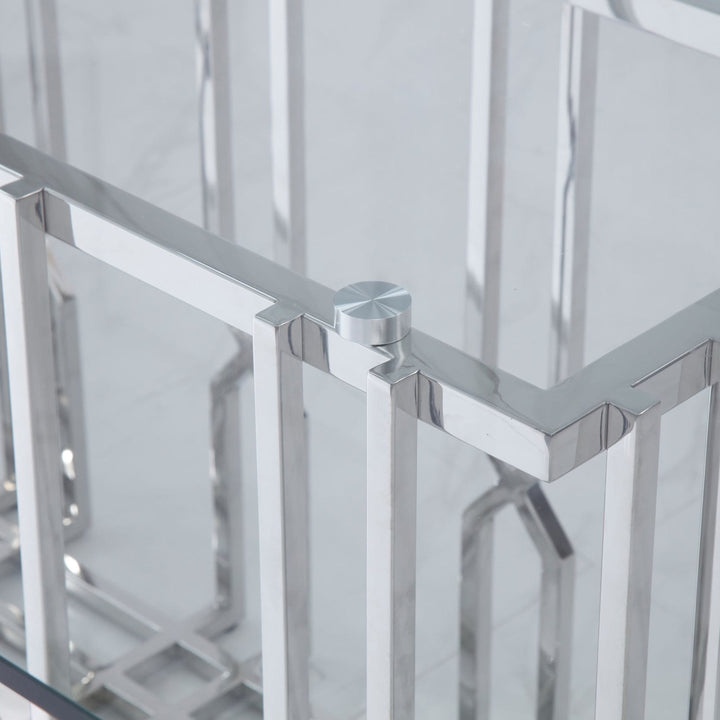 Ericson - Modern Glass &amp; Stainless Steel Dining Table