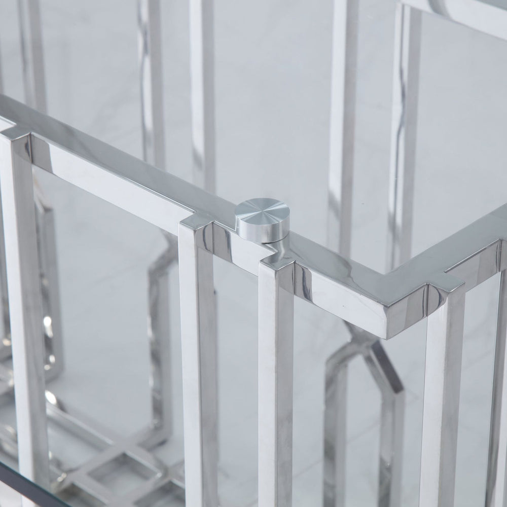 Ericson - Modern Glass & Stainless Steel Dining Table - View 10