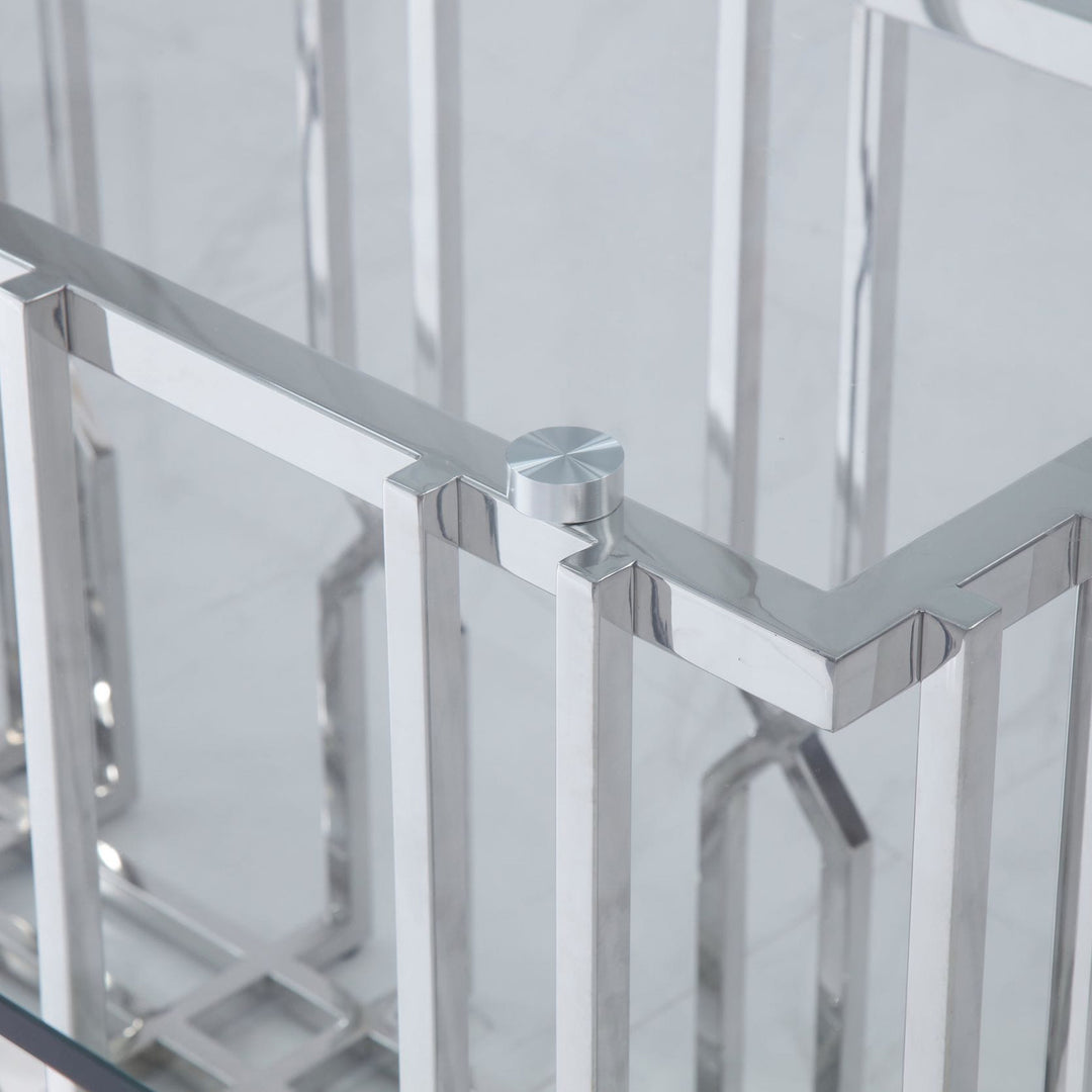 Ericson - Modern Glass & Stainless Steel Dining Table