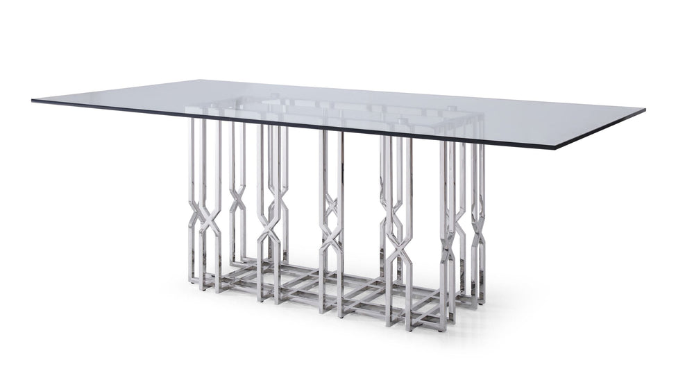 Ericson - Modern Glass & Stainless Steel Dining Table - View 2