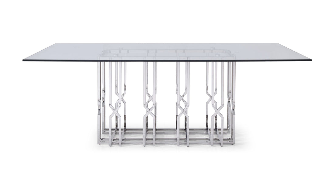Ericson - Modern Glass  and  Stainless Steel Dining Table