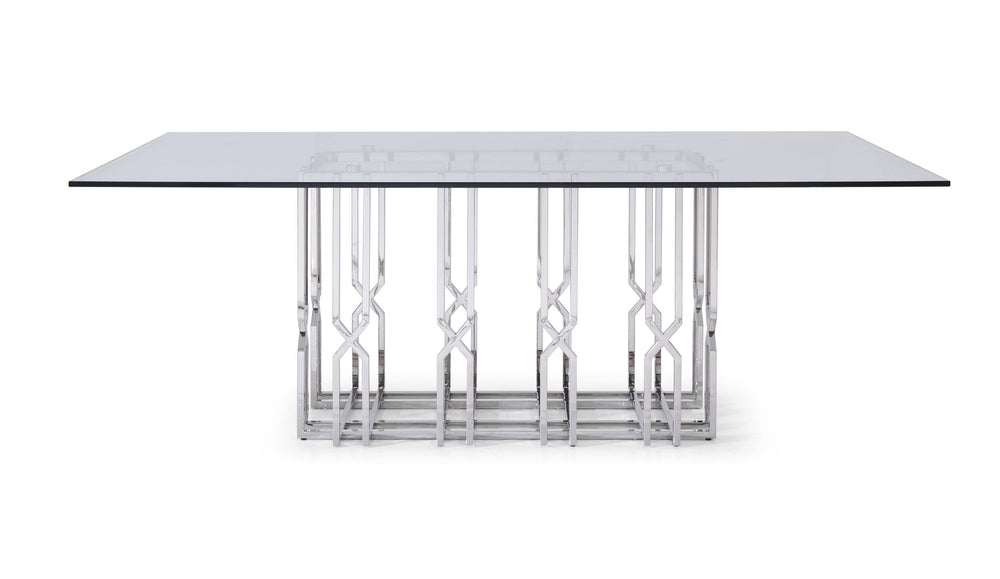 Ericson - Modern Glass & Stainless Steel Dining Table - View 3