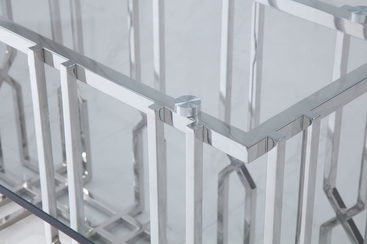 Ericson - Modern Glass  and  Stainless Steel Dining Table