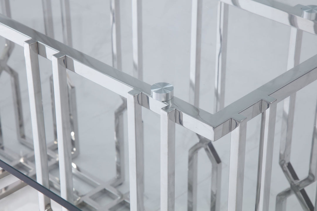 Ericson - Modern Glass & Stainless Steel Dining Table