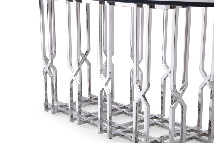 Ericson - Modern Glass  and  Stainless Steel Dining Table