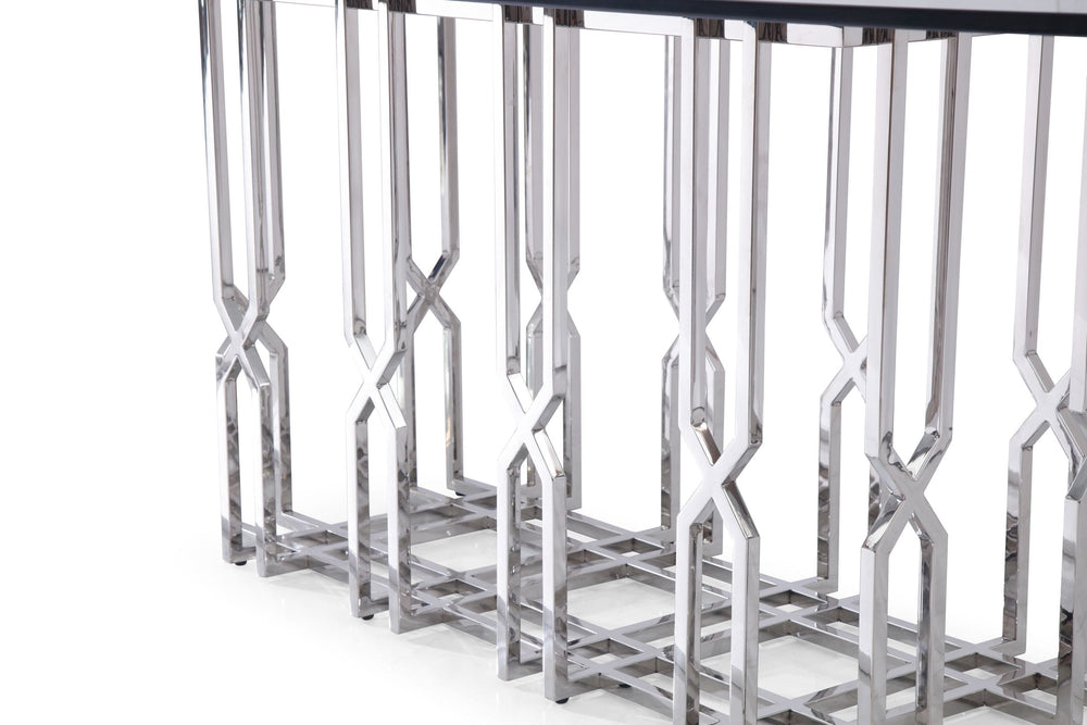 Ericson - Modern Glass & Stainless Steel Dining Table - View 5