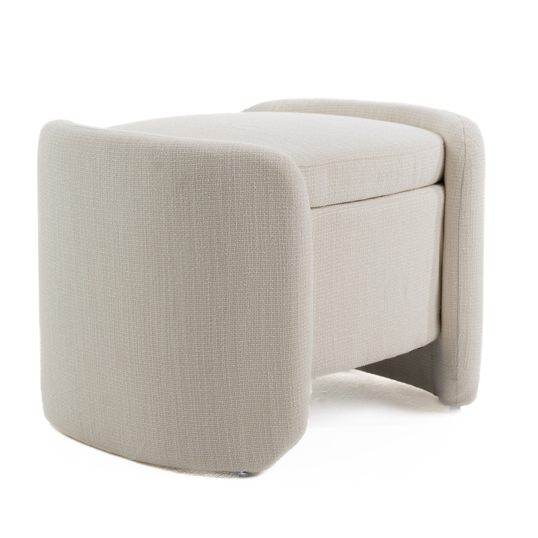 Erin - Modern Cream Fabric Storage Ottoman