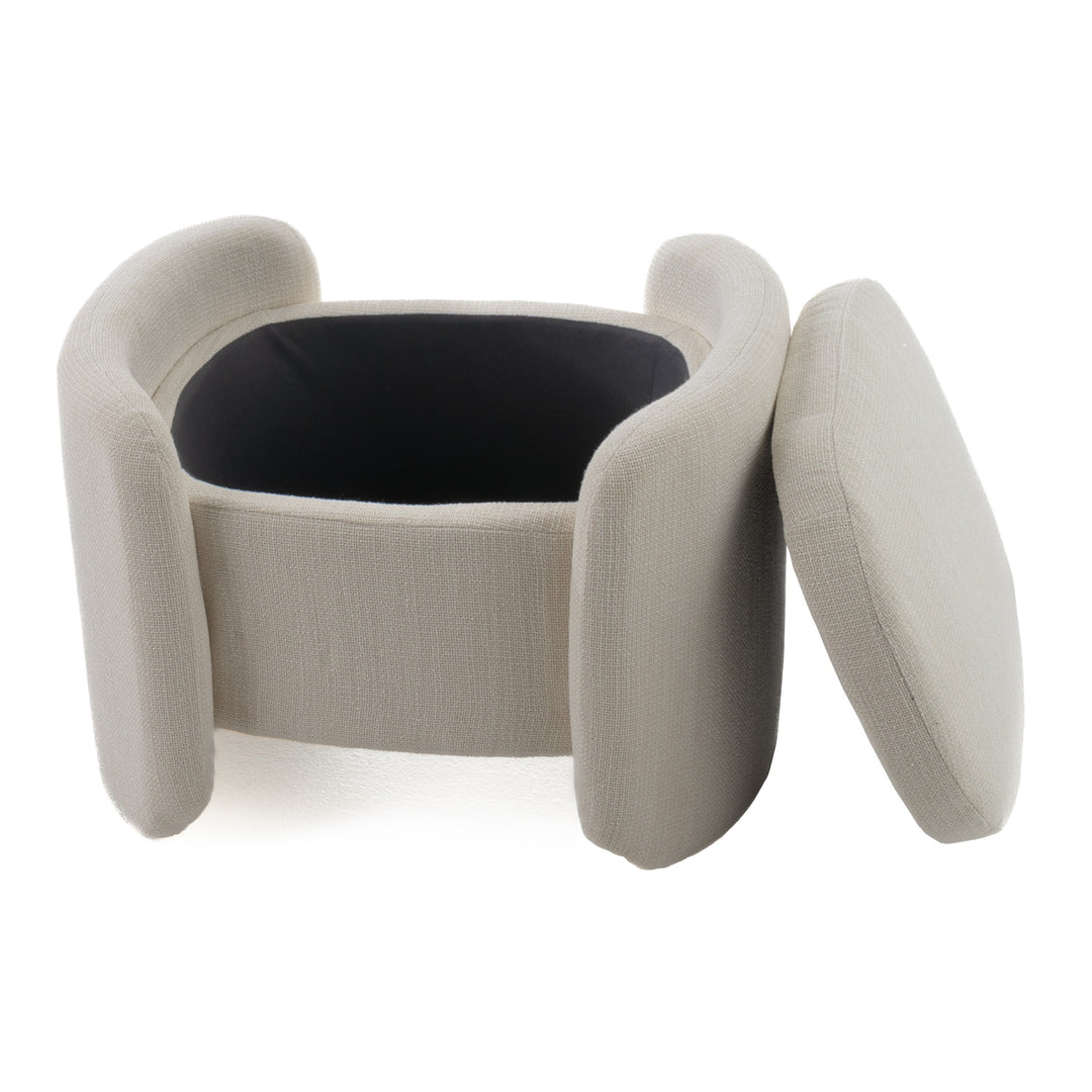 Erin - Modern Cream Fabric Storage Ottoman