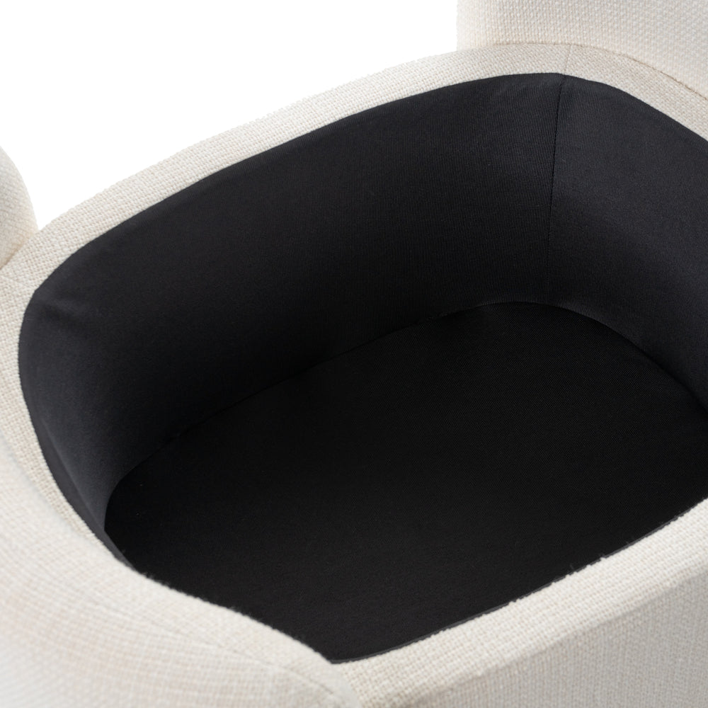Erin - Modern Cream Fabric Storage Ottoman - View 2