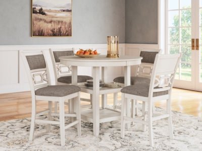 Erinberg Counter Height Dining Table and 4 Barstools (Set of 5) - White 5 Piece Dining Room Set modern furniture Contempo Furniture