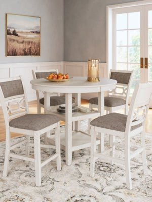 Erinberg Counter Height Dining Table and 4 Barstools (Set of 5) - White 5 Piece Dining Room Set modern furniture Contempo Furniture
