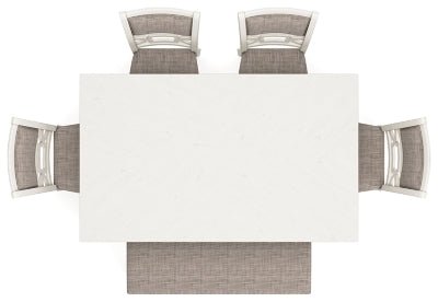 Erinberg Dining Table and 4 Chairs and Bench (Set of 6) - White 6 Piece Dining Room Set modern furniture Contempo Furniture