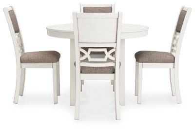 Erinberg Dining Table and 4 Chairs (Set of 5) - White 5 Piece Dining Room Set modern furniture Contempo Furniture