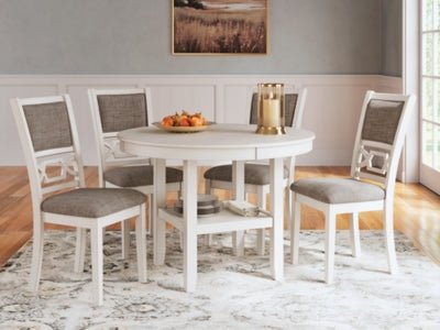Erinberg Dining Table and 4 Chairs (Set of 5) - White 5 Piece Dining Room Set modern furniture Contempo Furniture