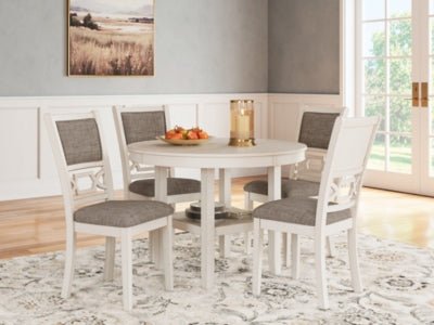 Erinberg Dining Table and 4 Chairs (Set of 5) - White 5 Piece Dining Room Set modern furniture Contempo Furniture