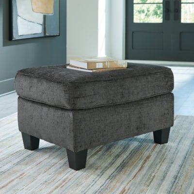 Erinslane Ottoman - Black Upholstered Ottoman modern furniture Contempo Furniture