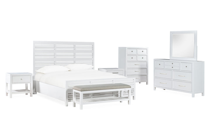 Modus Furniture Mgra88 Retreat Upholstered Wood Bench In Snowfall