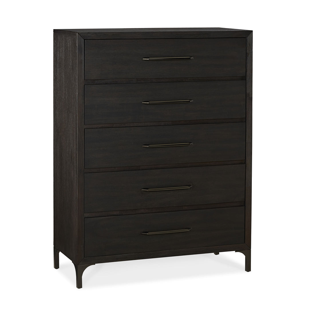 Modus Furniture 5Nl284A Lucerne Five Drawer Metal Leg Chest In Vintage Coffee 2024