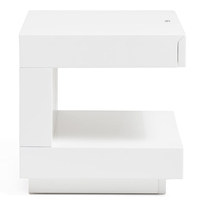 Esso Modern White Glossy Nightstand