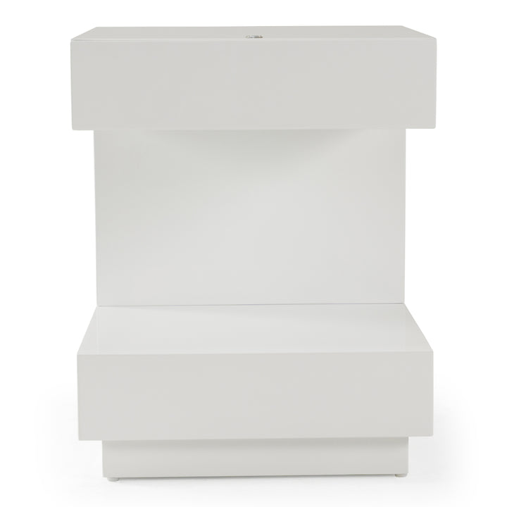 Esso Modern White Glossy Tall Nightstand