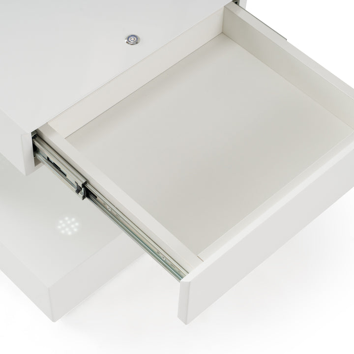 Esso Modern White Glossy Tall Nightstand
