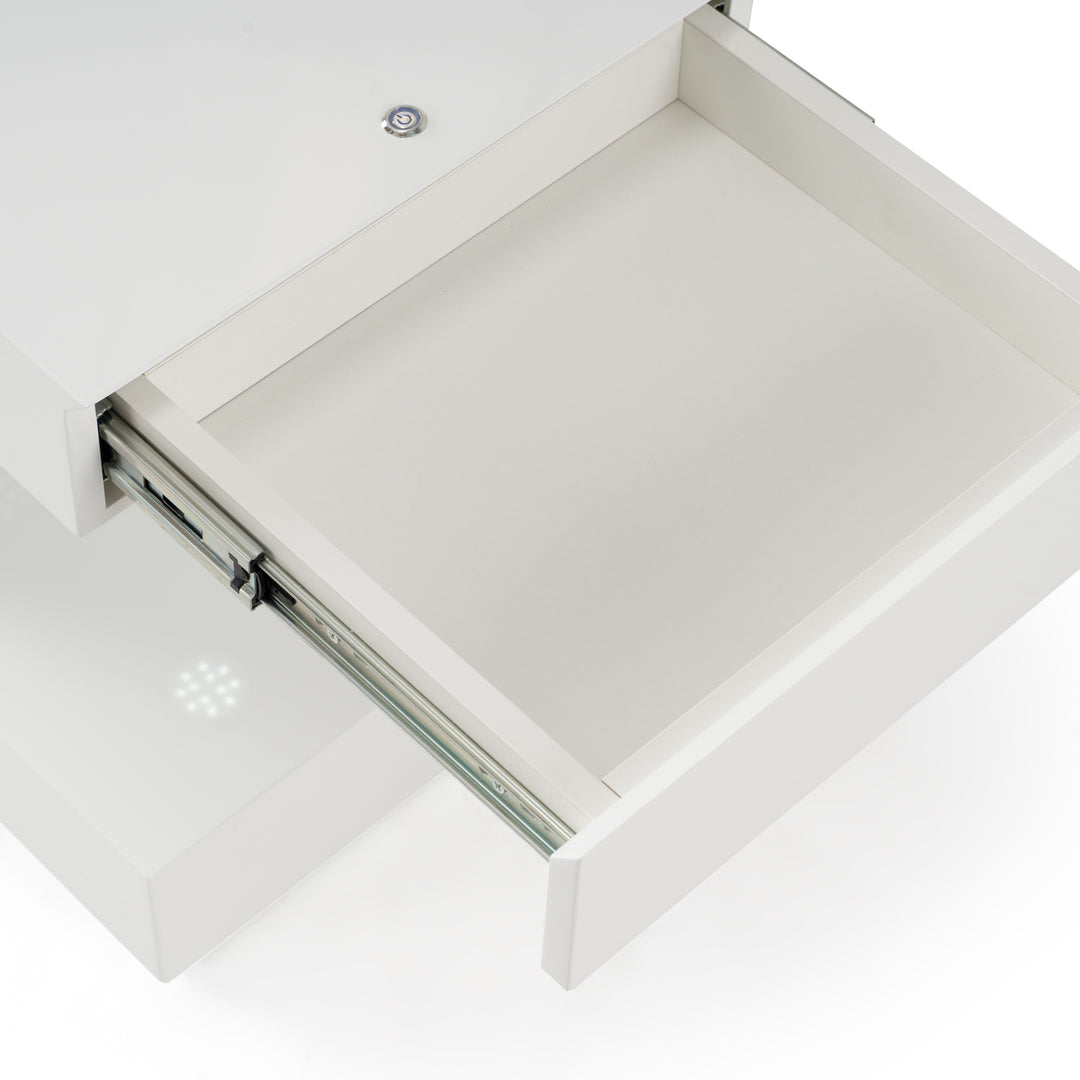 Esso Modern White Glossy Tall Nightstand
