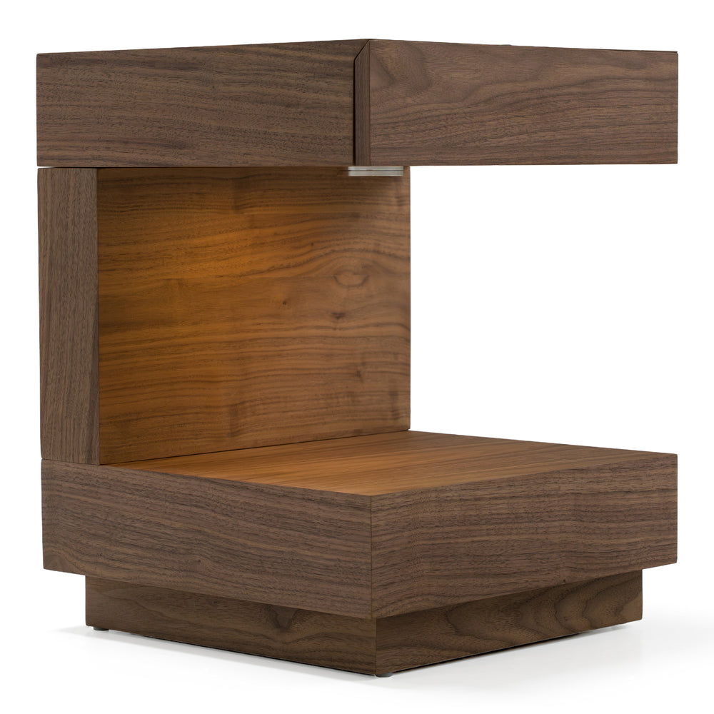 Esso - Contemporary Walnut Tall Nightstand - View 5
