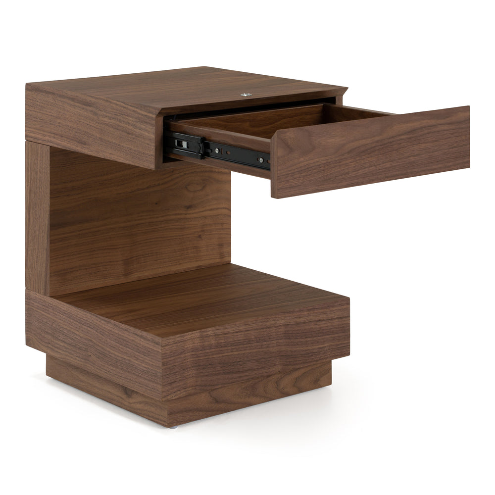 Esso - Contemporary Walnut Tall Nightstand - View 6