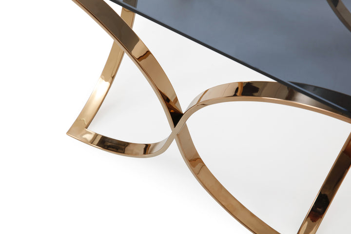 Reklaw Modern Smoked Glass  and  Rosegold End Table