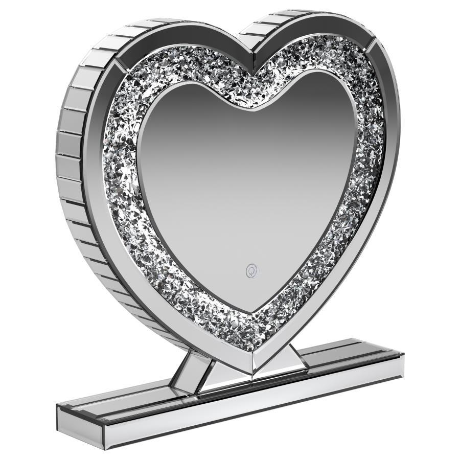 Euston - Heart Shaped Vanity Mirror - Silver Accent Mirror modern furniture Contempo Furniture