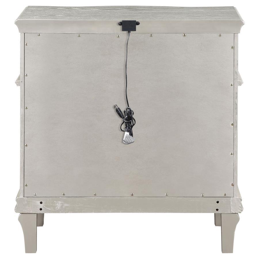 Evangeline - 3 - Drawer Nightstand - Silver Oak Nightstand w/ Charging Station modern furniture Contempo Furniture