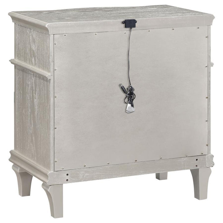 Evangeline - 3 - Drawer Nightstand - Silver Oak Nightstand w/ Charging Station modern furniture Contempo Furniture