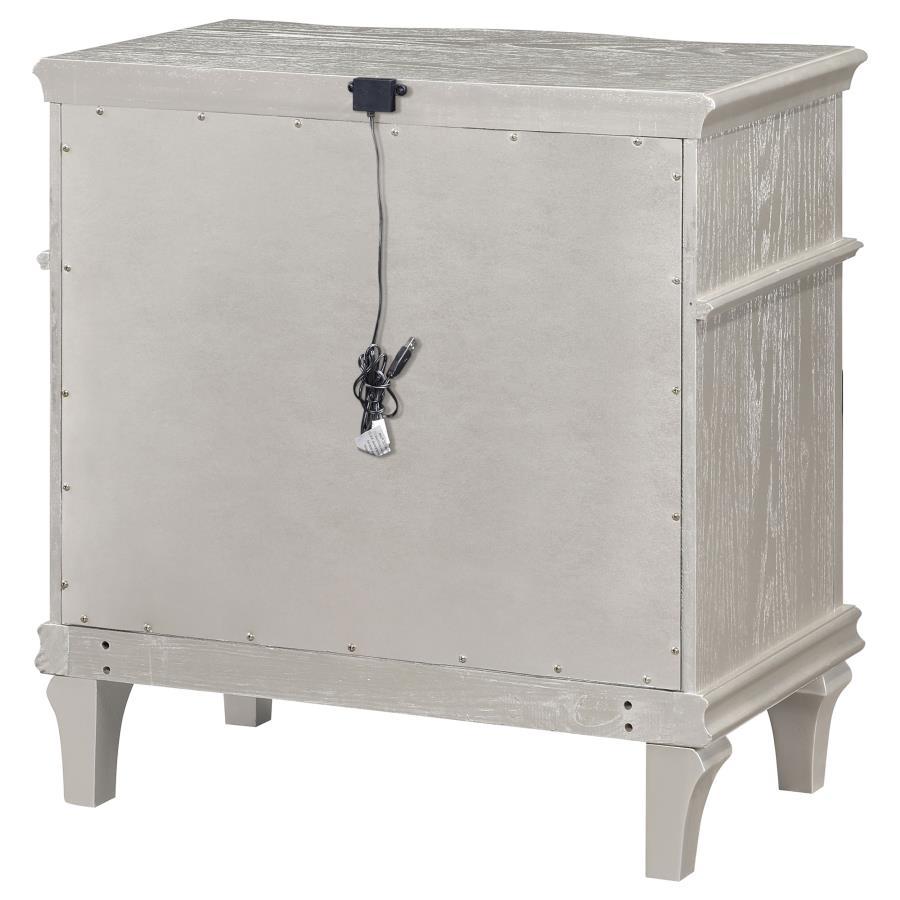Evangeline - 3 - Drawer Nightstand - Silver Oak Nightstand w/ Charging Station modern furniture Contempo Furniture