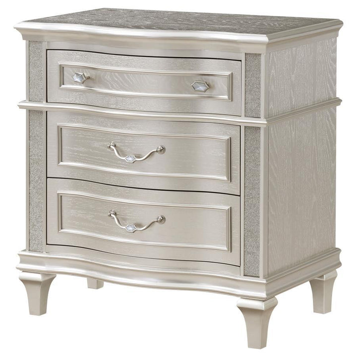 Evangeline - 3 - Drawer Nightstand - Silver Oak Nightstand w/ Charging Station modern furniture Contempo Furniture