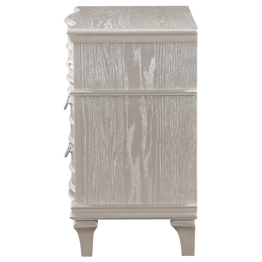 Evangeline - 3 - Drawer Nightstand - Silver Oak Nightstand w/ Charging Station modern furniture Contempo Furniture