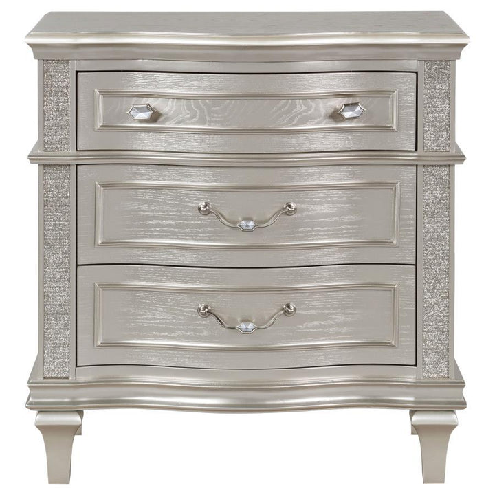 Evangeline - 3 - Drawer Nightstand - Silver Oak Nightstand w/ Charging Station modern furniture Contempo Furniture