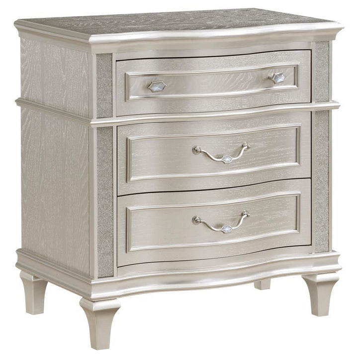 Evangeline - 3 - Drawer Nightstand - Silver Oak Nightstand w/ Charging Station modern furniture Contempo Furniture