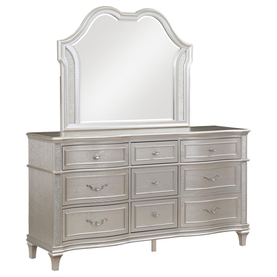 Evangeline - 9 - Drawer Dresser With Mirror - Silver Oak Dresser & Mirror modern furniture Contempo Furniture