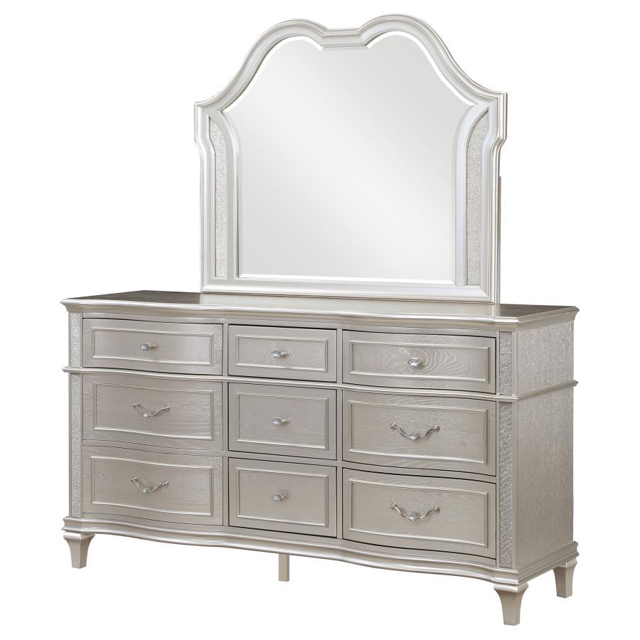 Evangeline - 9 - Drawer Dresser With Mirror - Silver Oak Dresser & Mirror modern furniture Contempo Furniture