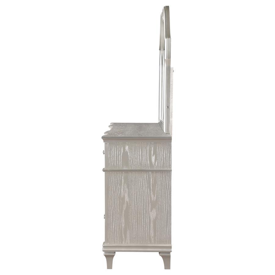 Evangeline - 9 - Drawer Dresser With Mirror - Silver Oak Dresser & Mirror modern furniture Contempo Furniture