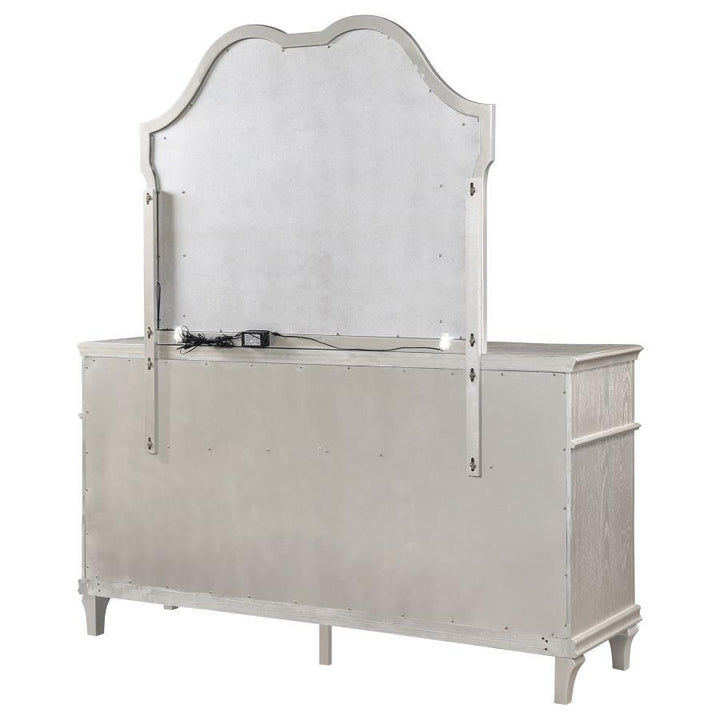 Evangeline - 9 - Drawer Dresser With Mirror - Silver Oak Dresser &amp; Mirror modern furniture Contempo Furniture