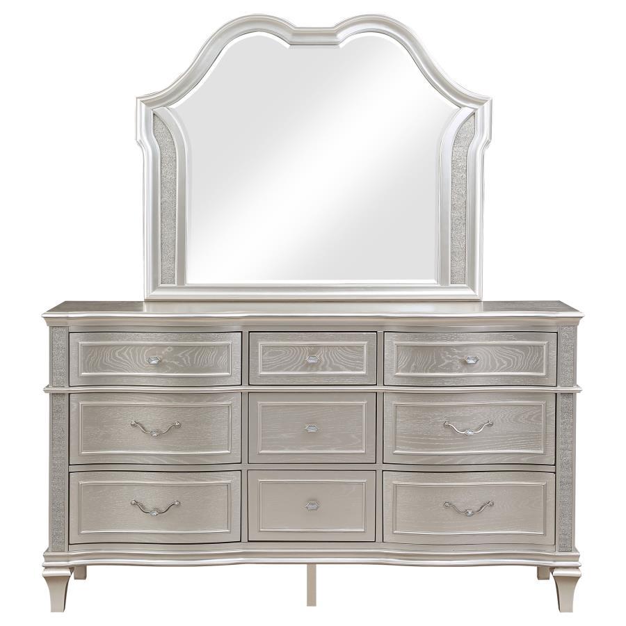 Evangeline - 9 - Drawer Dresser With Mirror - Silver Oak Dresser & Mirror modern furniture Contempo Furniture