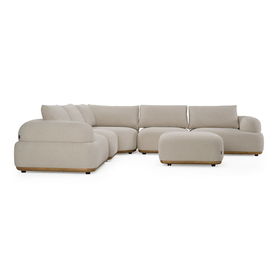 Evans - Contemporary Off-White Fabric Modular Sectional Sofa-5-Piece Sectional