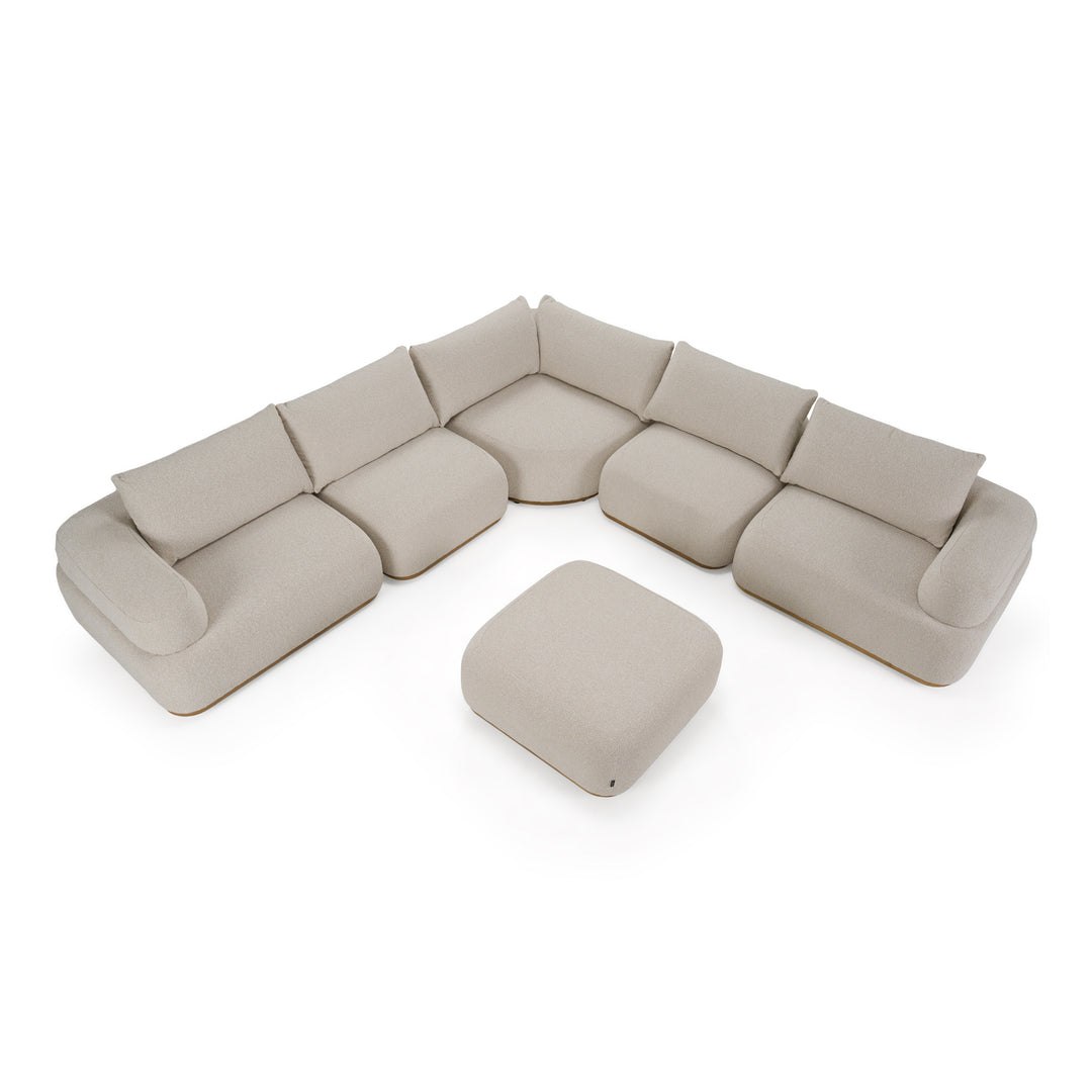 Evans - Contemporary Off-White Fabric Modular Sectional Sofa-5-Piece Sectional