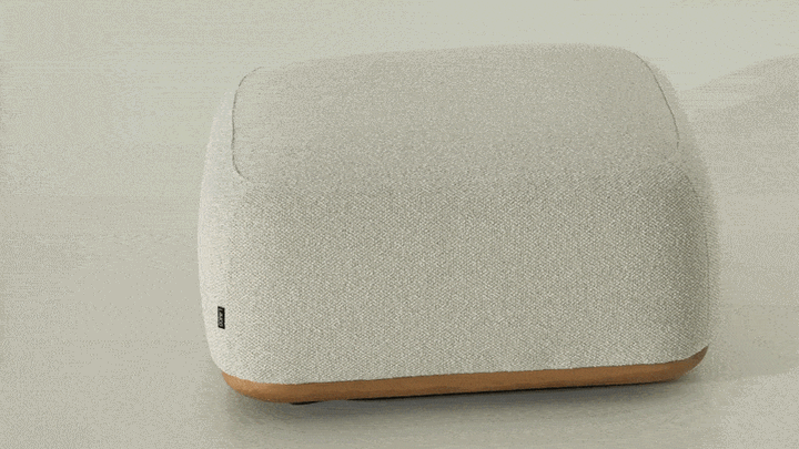 Evans - Contemporary Off-White Fabric Ottoman