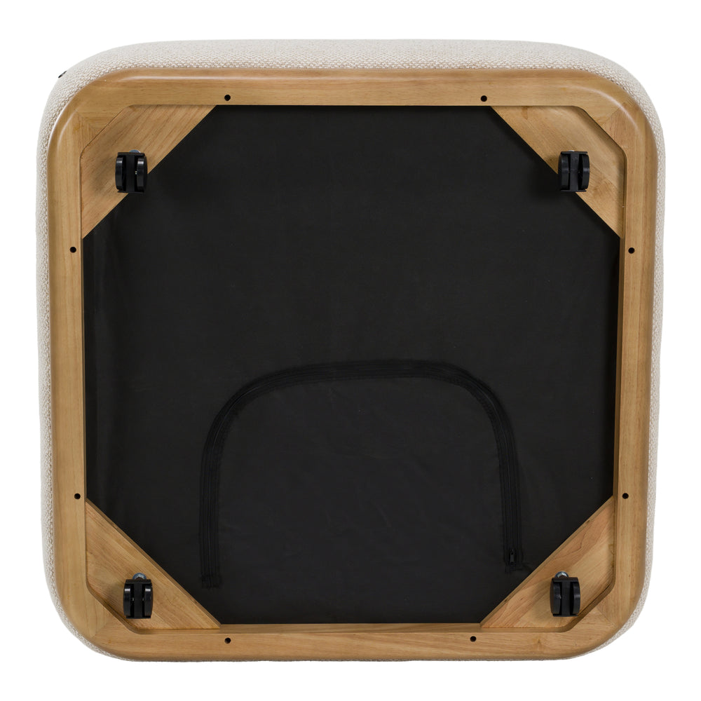 Evans - Contemporary Off-White Fabric Ottoman