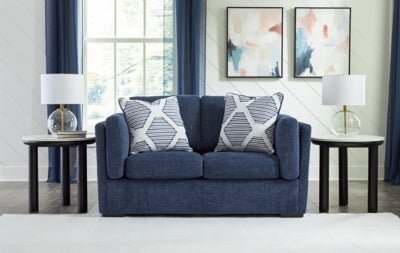 Evansley Loveseat - Blue Stationary Loveseat modern furniture Contempo Furniture